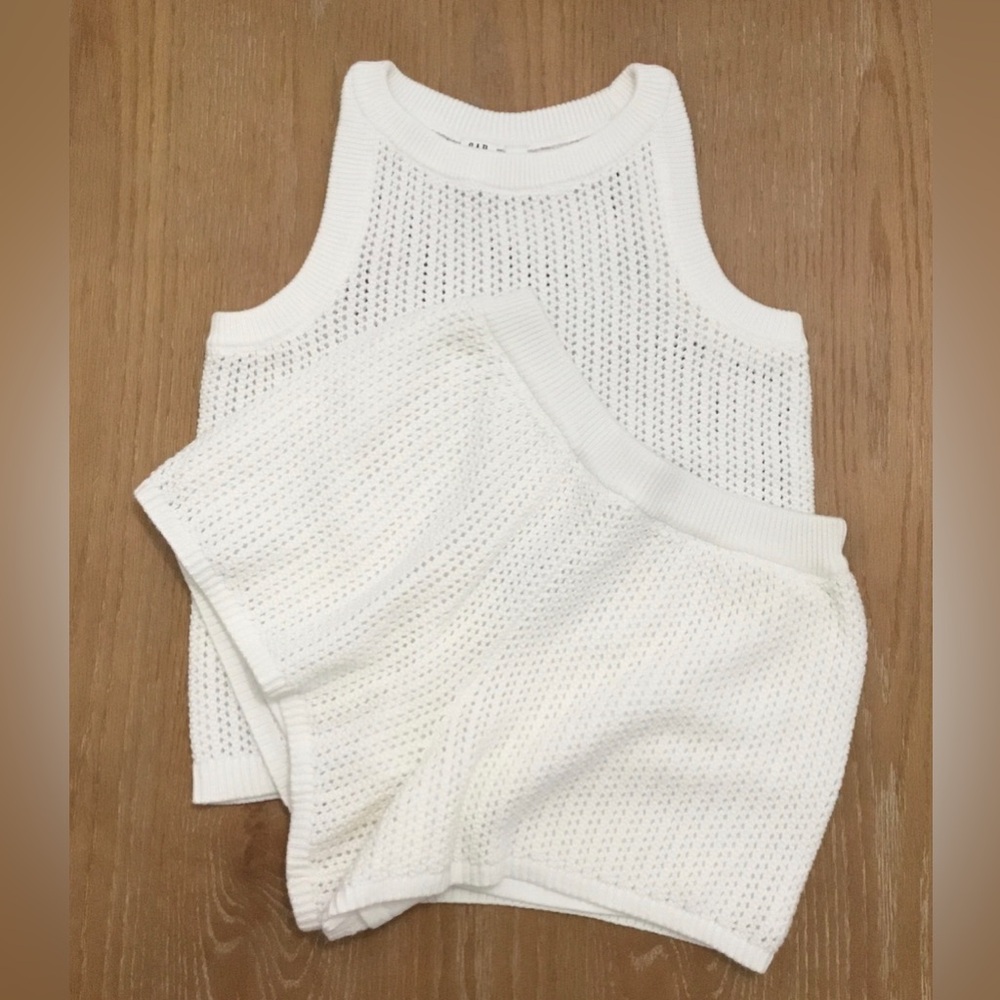 Girl’s GAP Knit Tank Top And Shorts White Matching Set Size XXL - K702